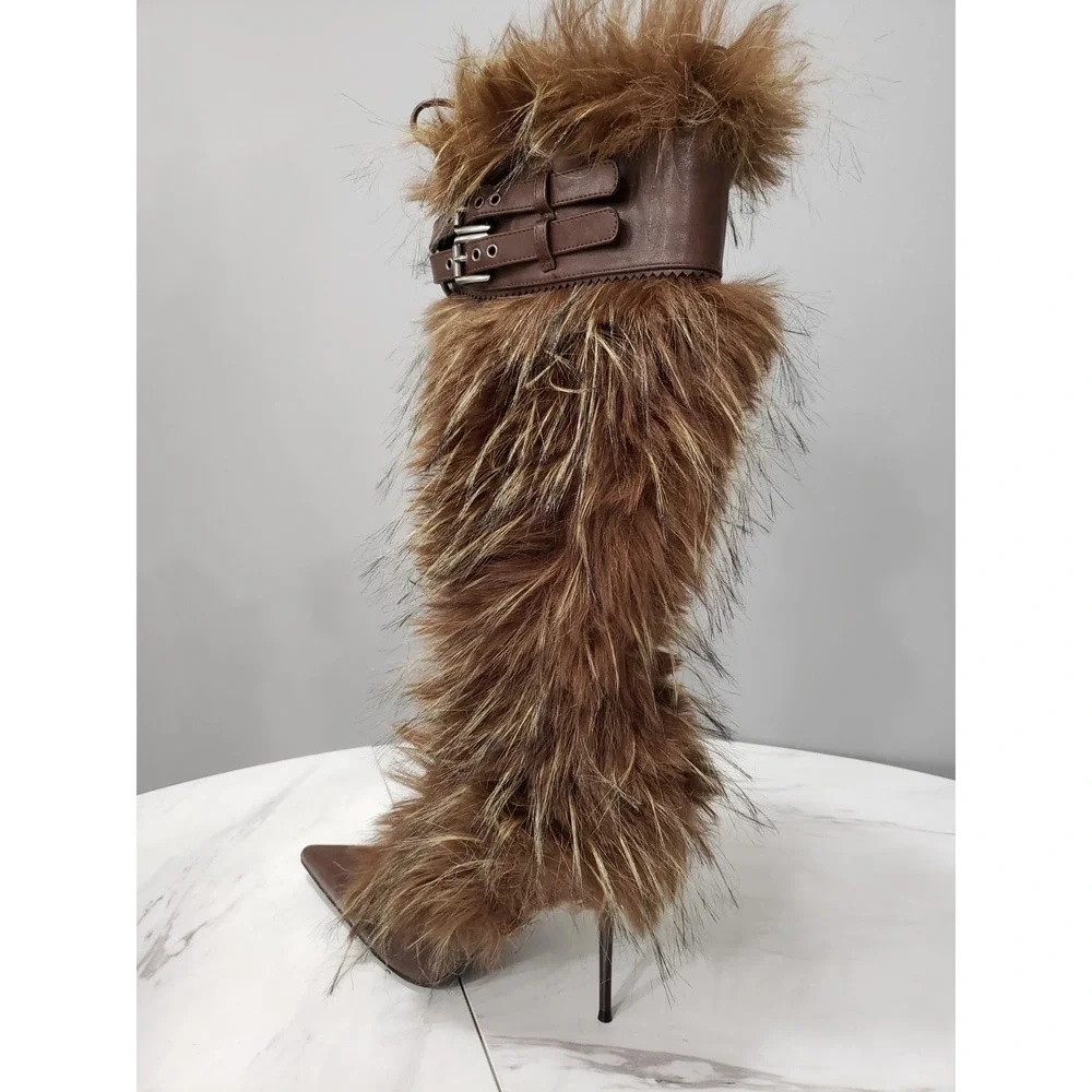 Dolls Kill Generation Kiss FAUX FUR boots steampunk BURNING MAN FESTIVAL RAVE